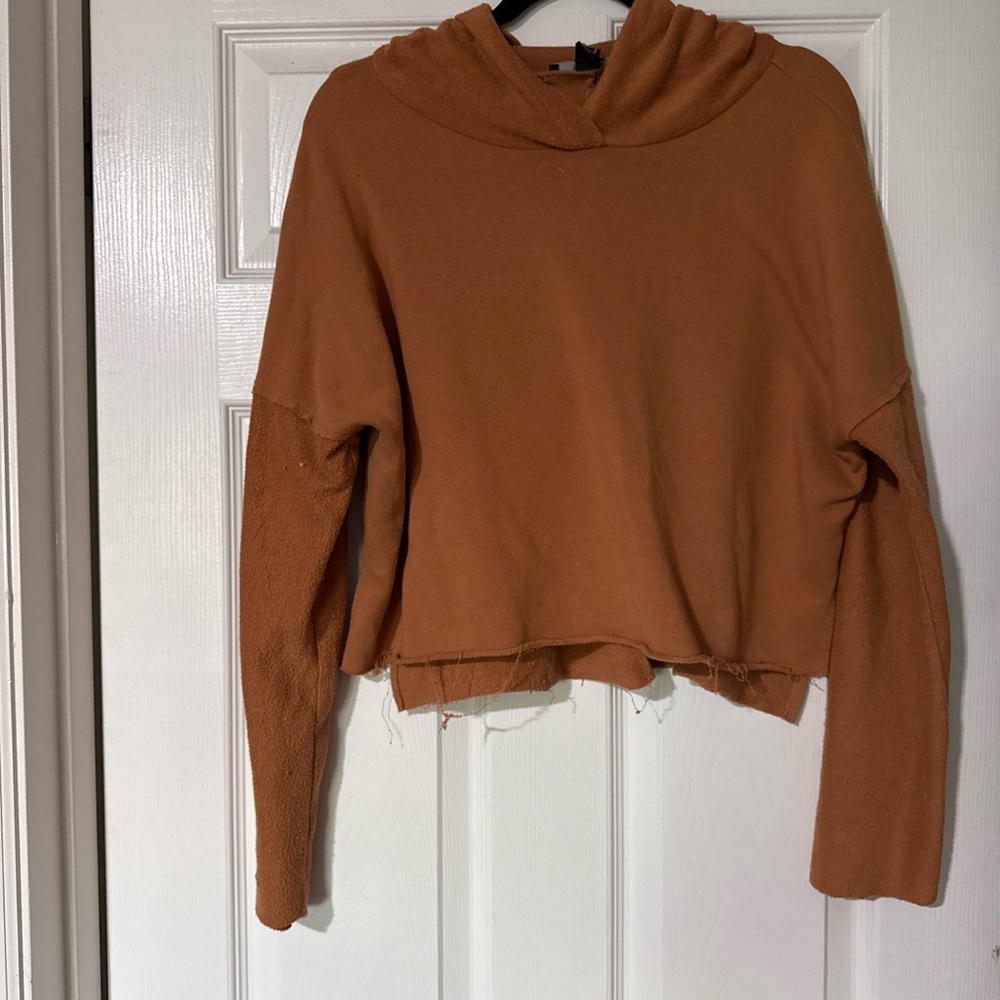 Forever 21 Rust Cropped Hooded Sweater